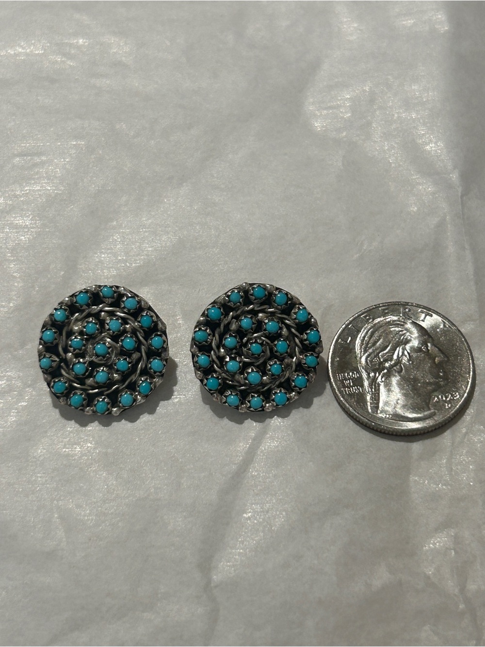 Zuni Turquoise Snake Eye Round Stud Earrings - Women Jewelry